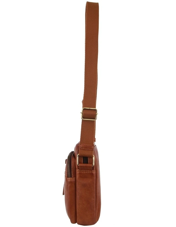 Italian Leather Cross-Body Bag in Cognac