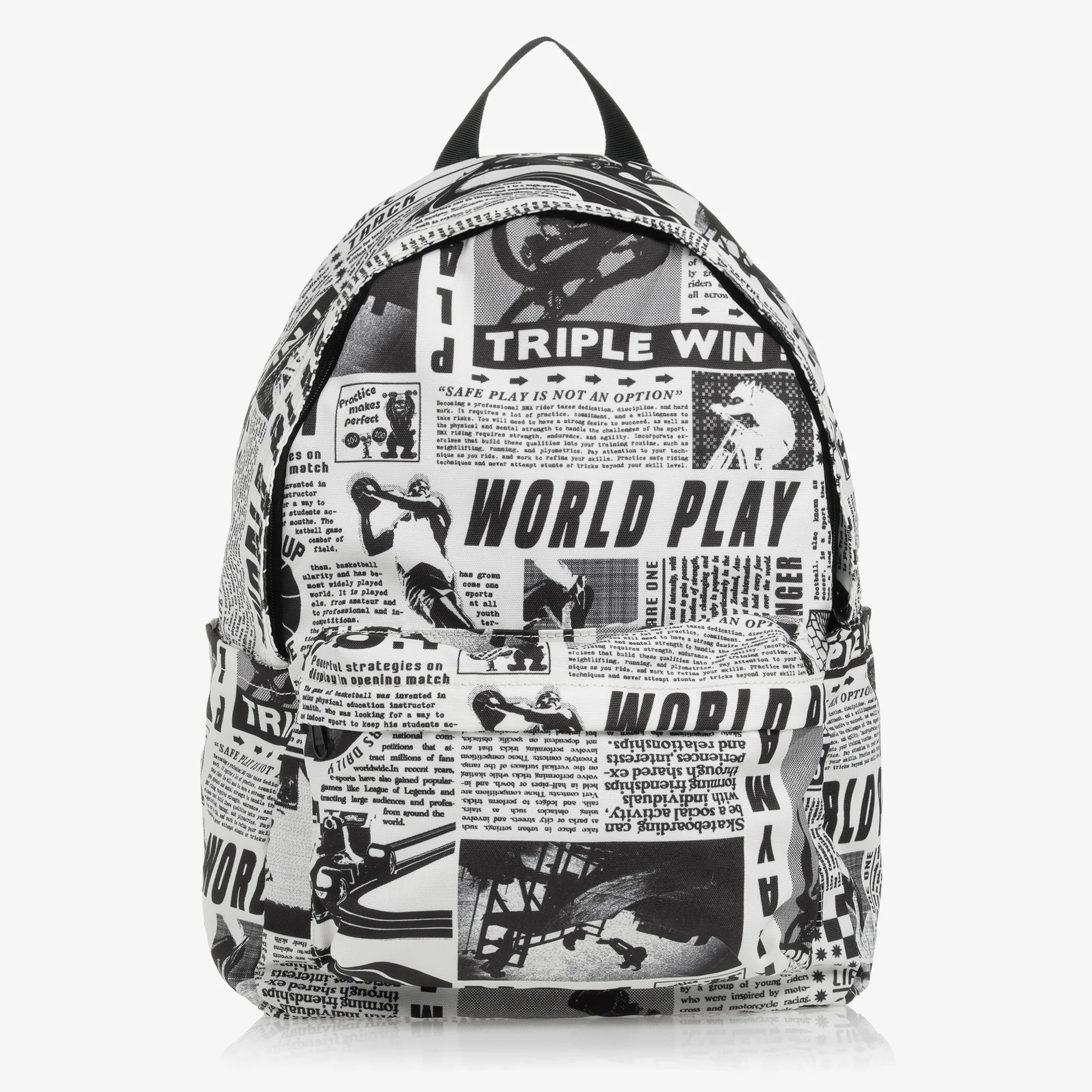 Ivory & Black Newspaper Backpack (41cm)