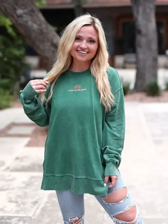 Jadelynn Brooke Enjoy the Now Mineral Wash Pullover