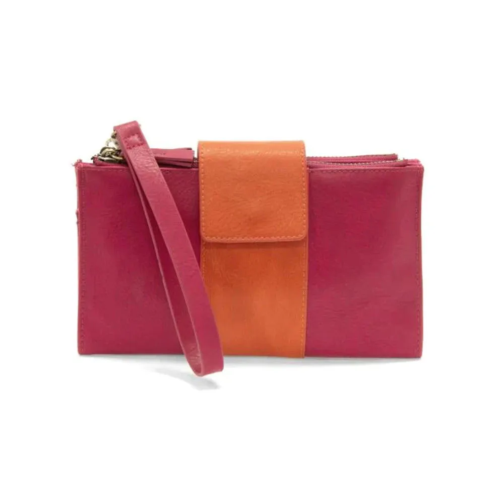 JOY SUSAN CAMRYN COLORBLOCK CROSSBODY WALLET FUSCHIA/ORANGE