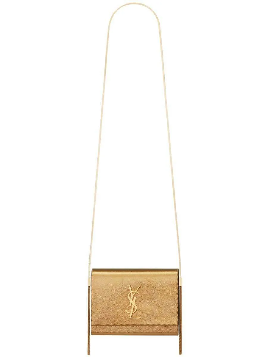 Kate Box Bag in Grain de Poudre Embossed Metallic Leather