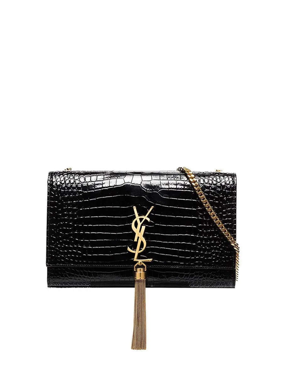 Kate Medium Tassel in Crocodile-Embossed Leather Bag