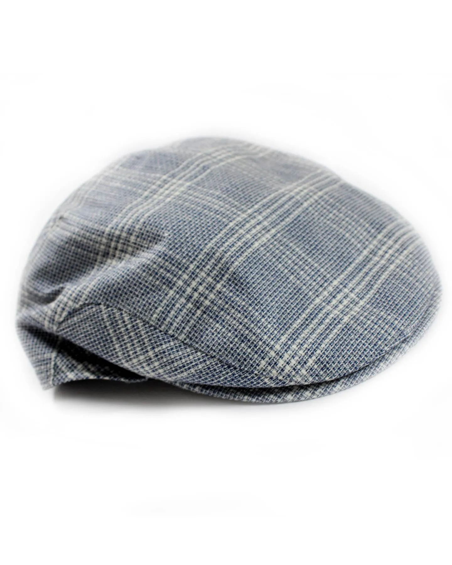 Kiton Soft Cap Dark Blue Gray Windowpane Flat Cap SALE