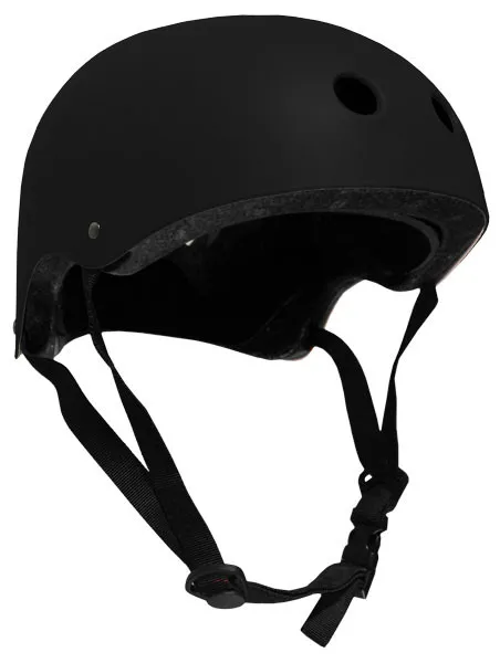 Krown Black Shell with Black Strap Skateboard Helmet, Youth One Size