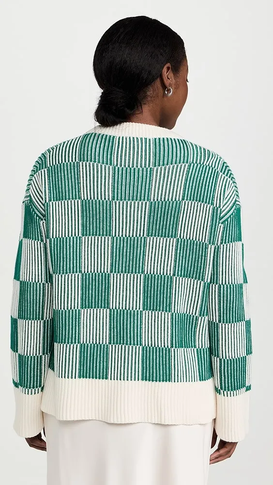 La Ligne   Plaited Checker Board Crew Pullover 