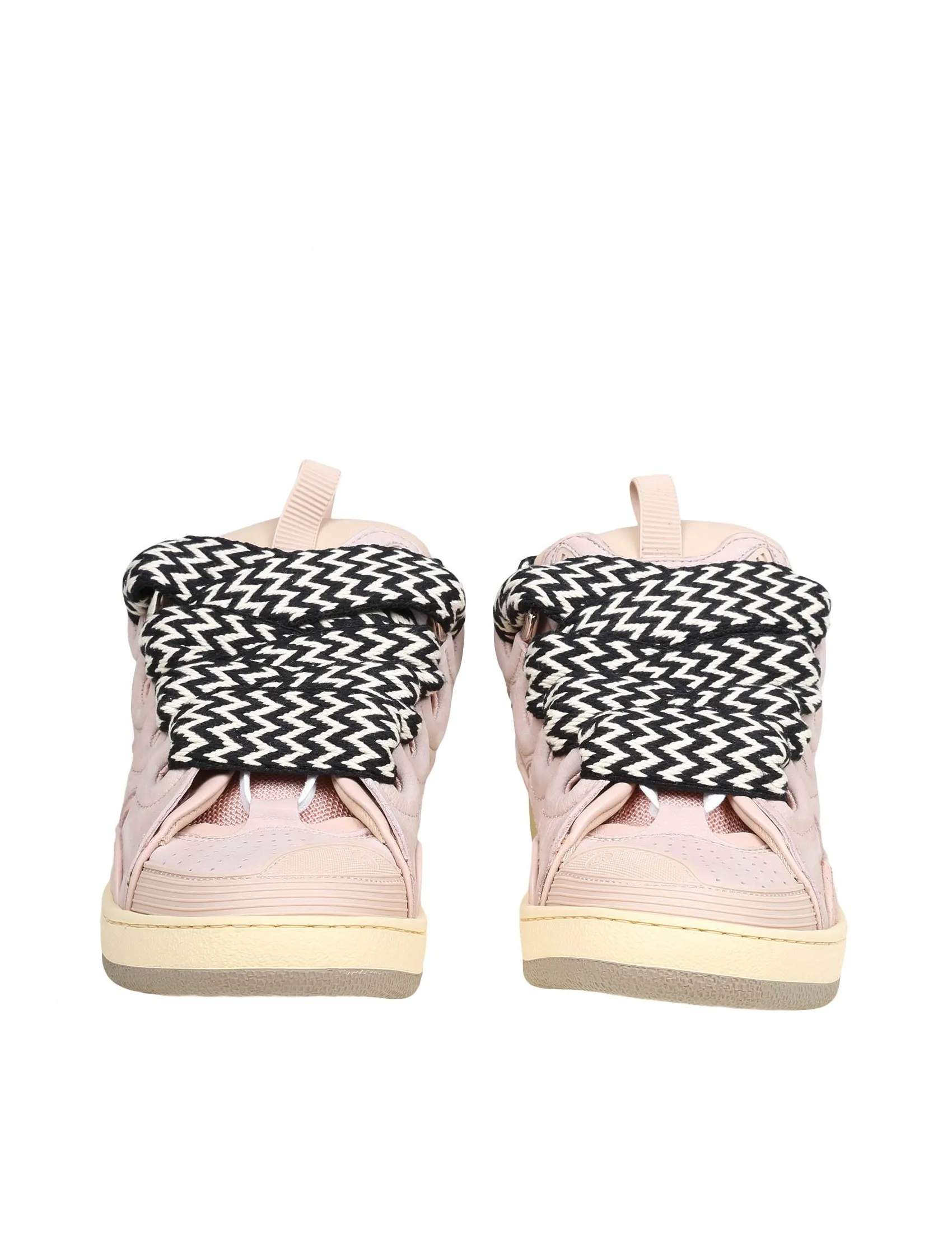 LANVIN CURB SNEAKERS IN WHITE AND PINK LEATHER