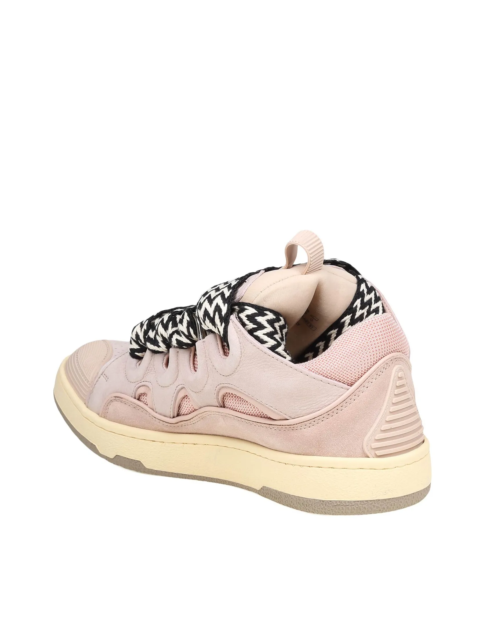 LANVIN CURB SNEAKERS IN WHITE AND PINK LEATHER