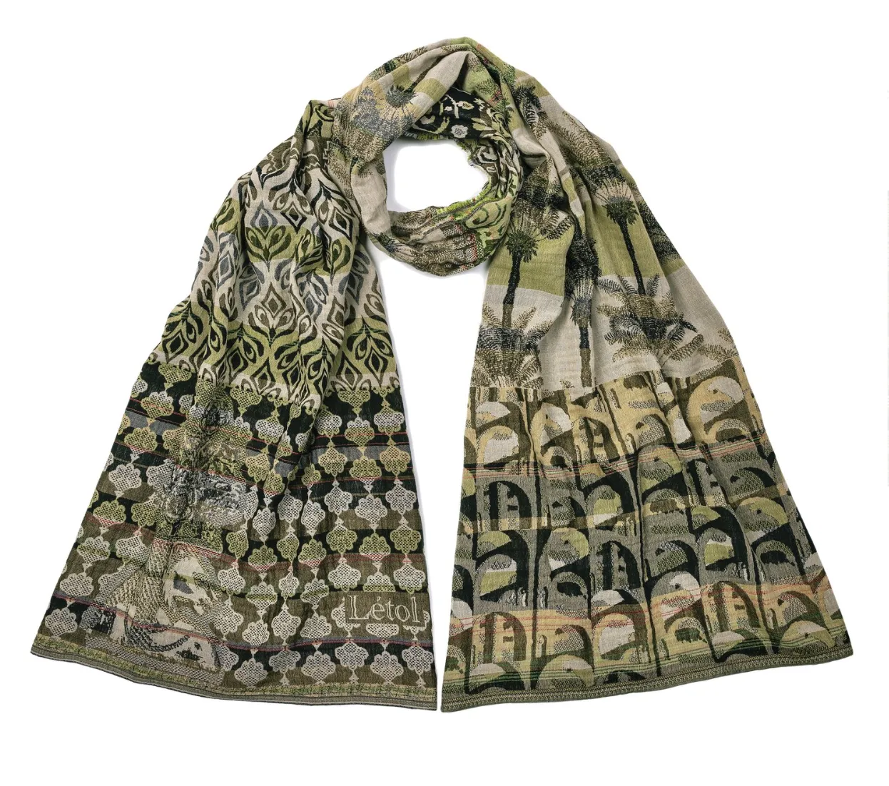 Letol Scarf AM3 Amira 3 Olives Organic Cotton