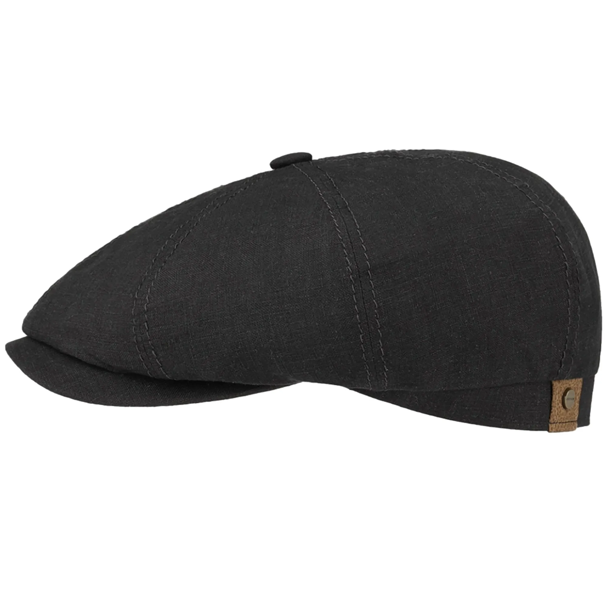 Linen Newsboy Cap - Black