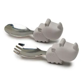 Loulou Lollipop Born to be Wild Learning Spoon and Fort Set - Rhino