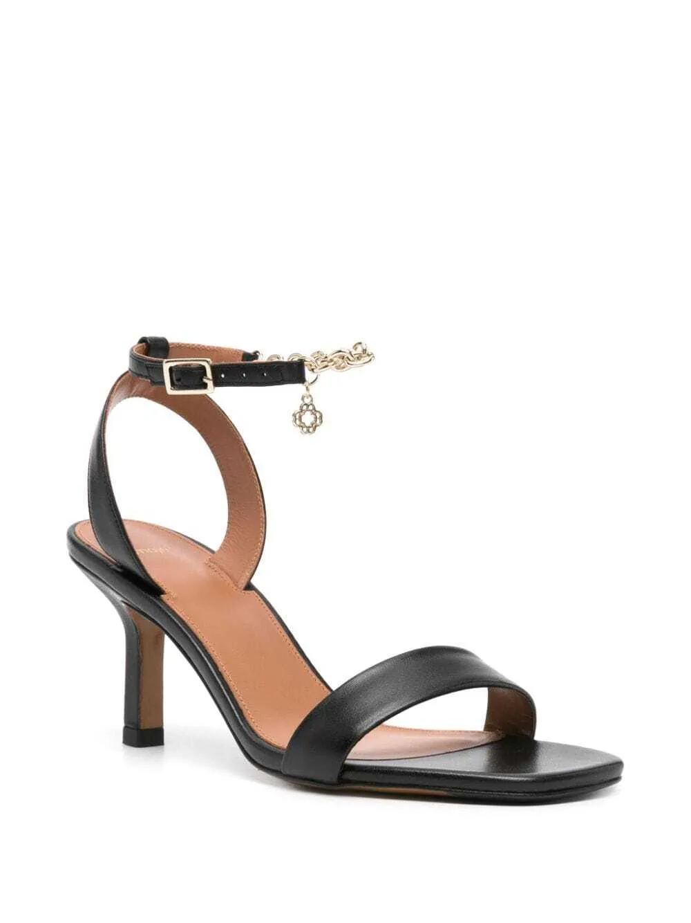 Maje chain-link leather sandals - Black