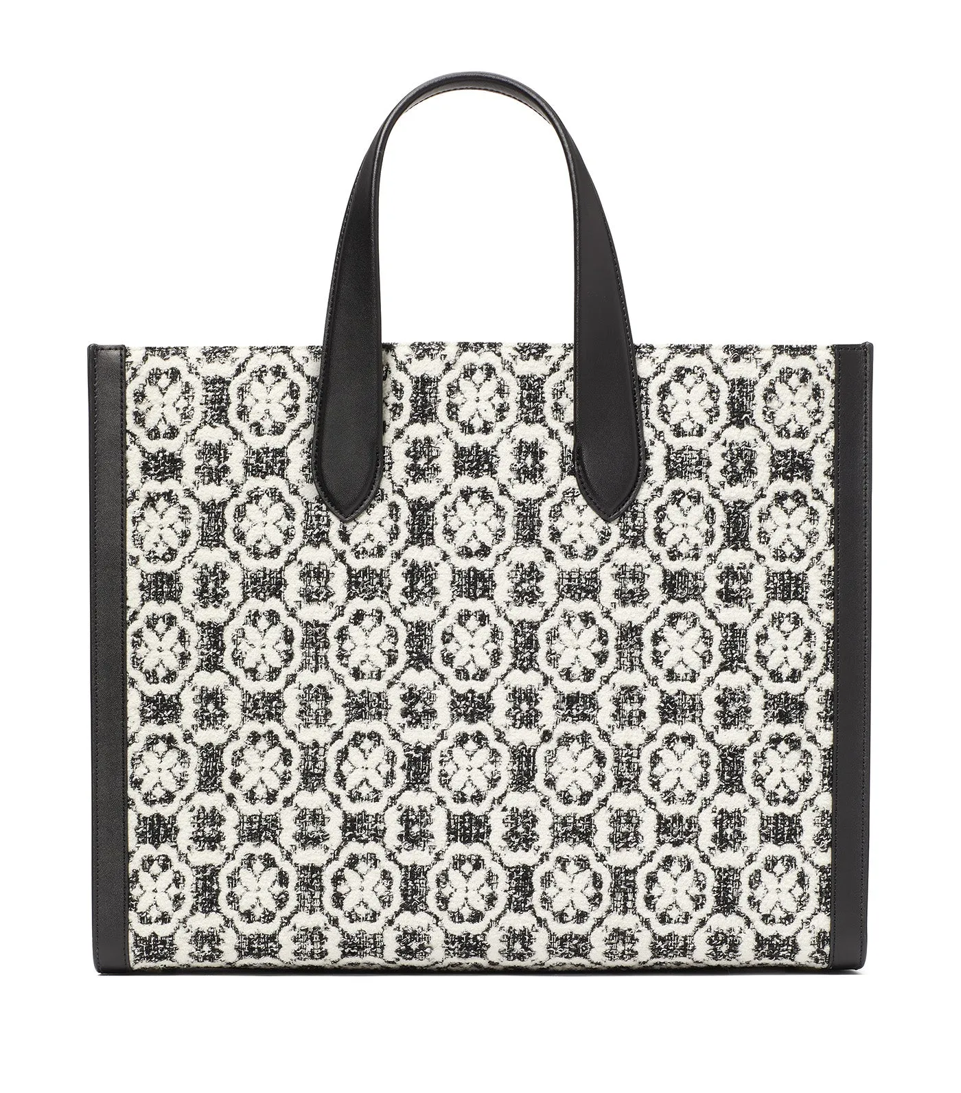 Manhattan Spade Flower Monogram Tweed Large Tote Black Multi