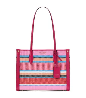 Market Striped Woven Straw Medium Tote Wild Raspberry Multi