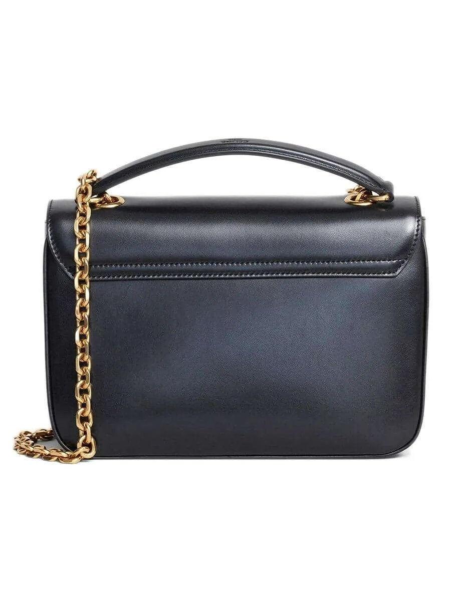 Medium C Bag in Black Satinated Leather