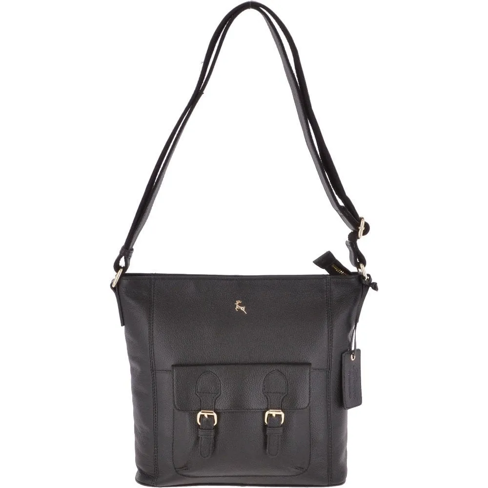 Medium Leather Shoulder Bag Black : 62239