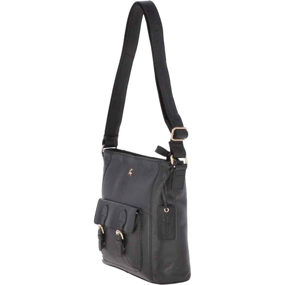 Medium Leather Shoulder Bag Black : 62239