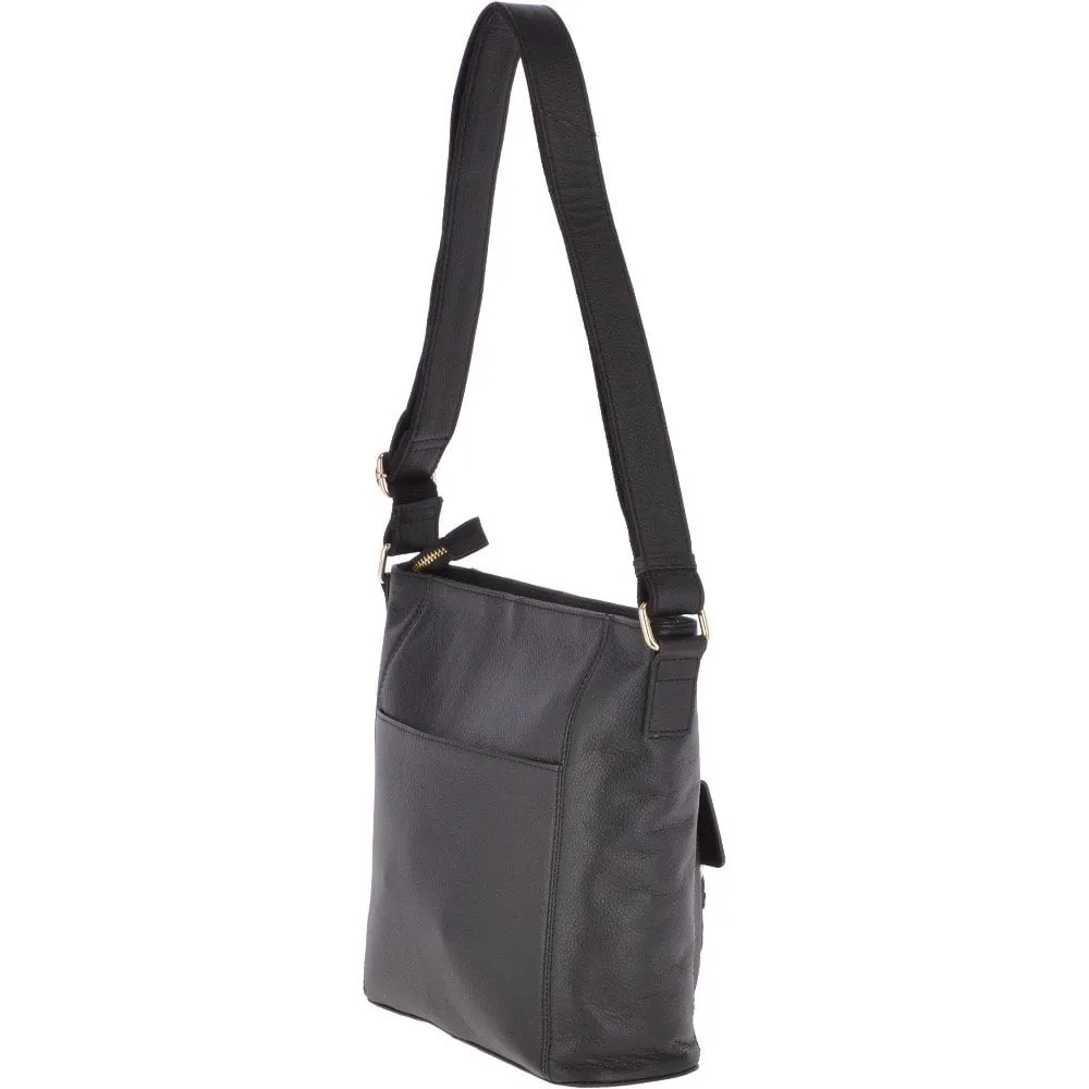 Medium Leather Shoulder Bag Black : 62239