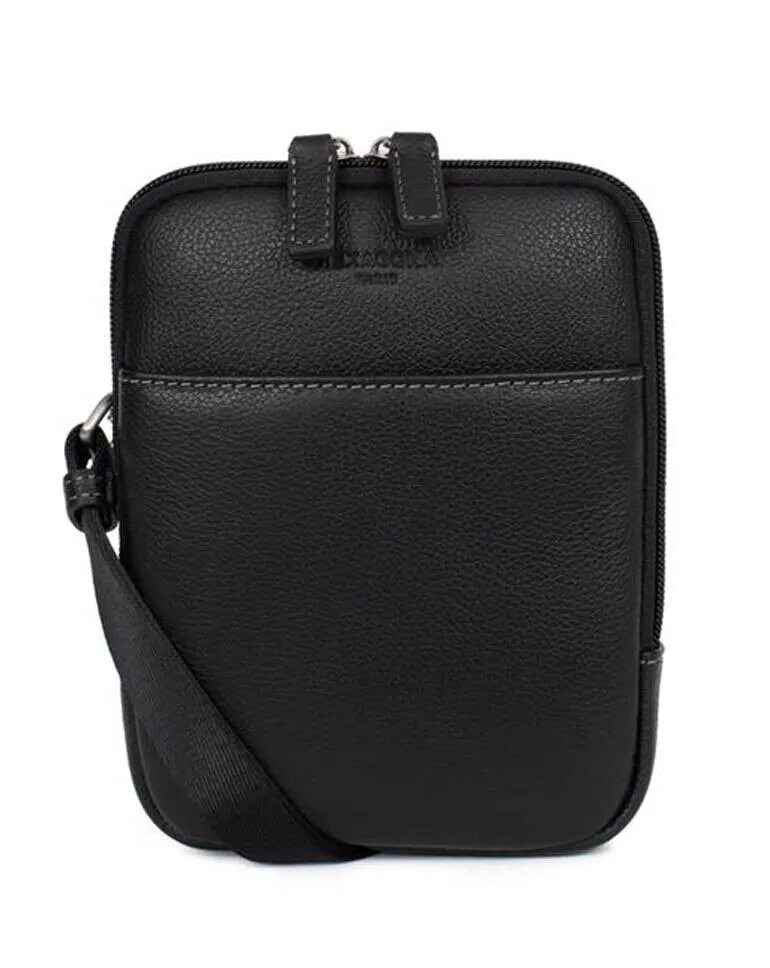 Men's black hexagonal leather bag 469390