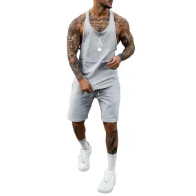 Men's Printed Round Neck Sleeveless Tank Top Shorts Set 04859656Z