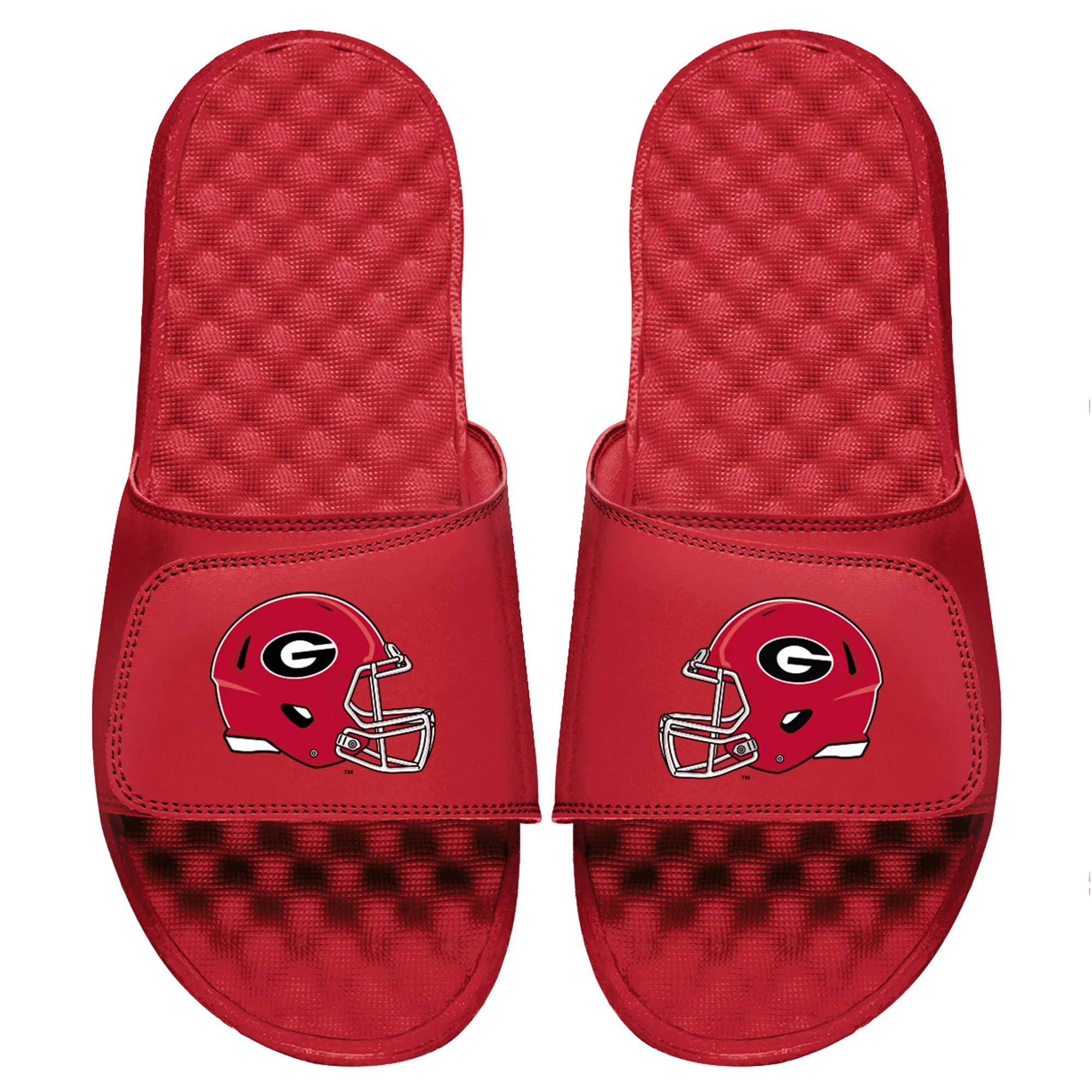 Men's ISlide Red Georgia Bulldogs Helmet Logo Slide Sandals