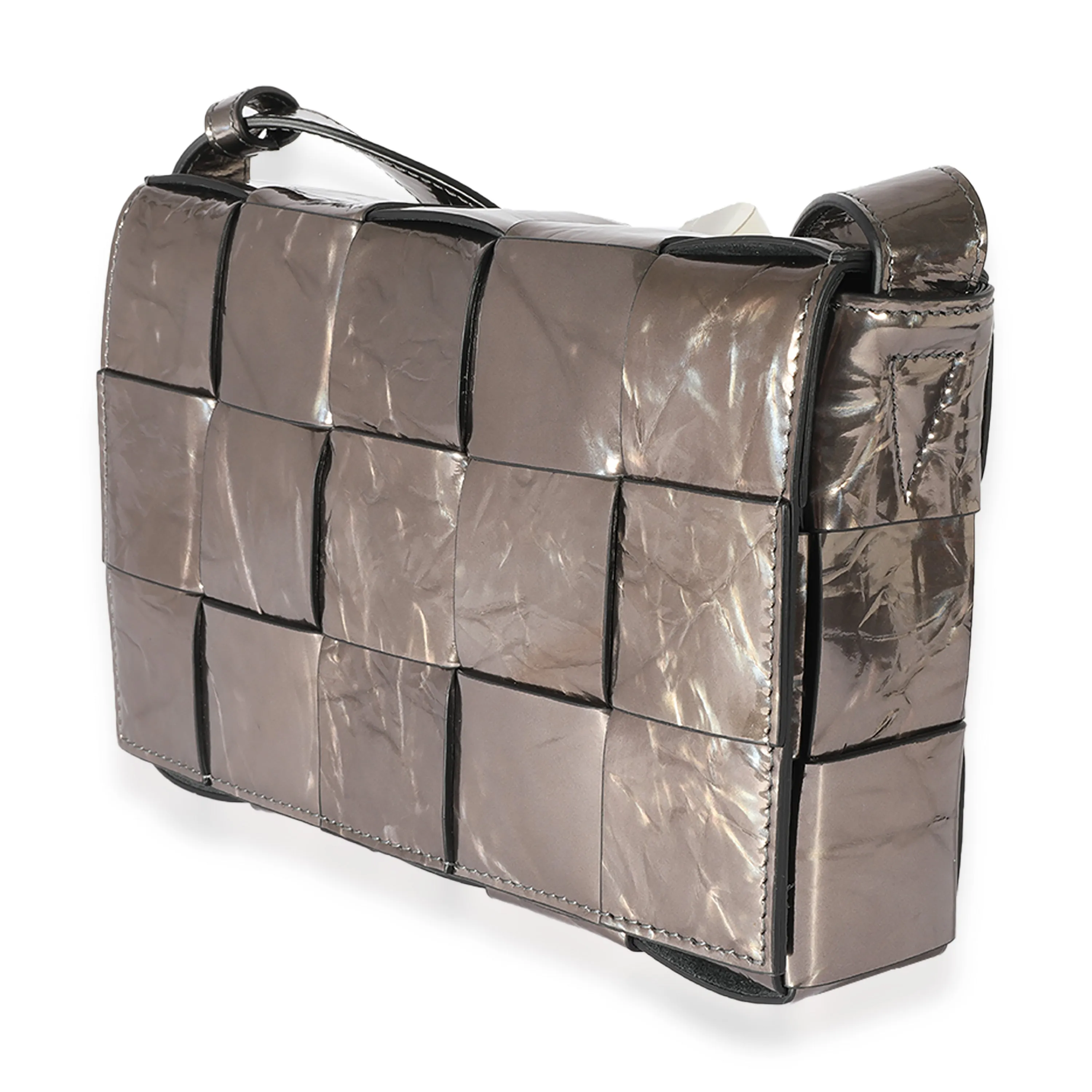 Metallic Bottega Veneta Intrecciato Leather Cassette Bag