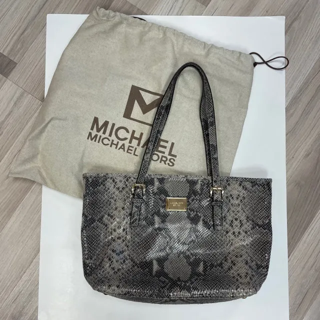 Michael Kors Gray-Multi Leather Snakeskin Tote Handbag