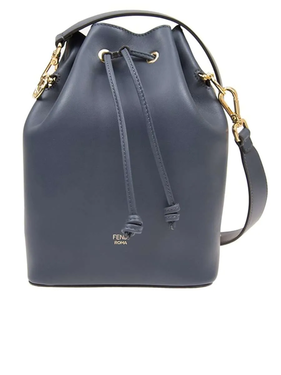 Mon Tresor Navy Leather Bucket Bag