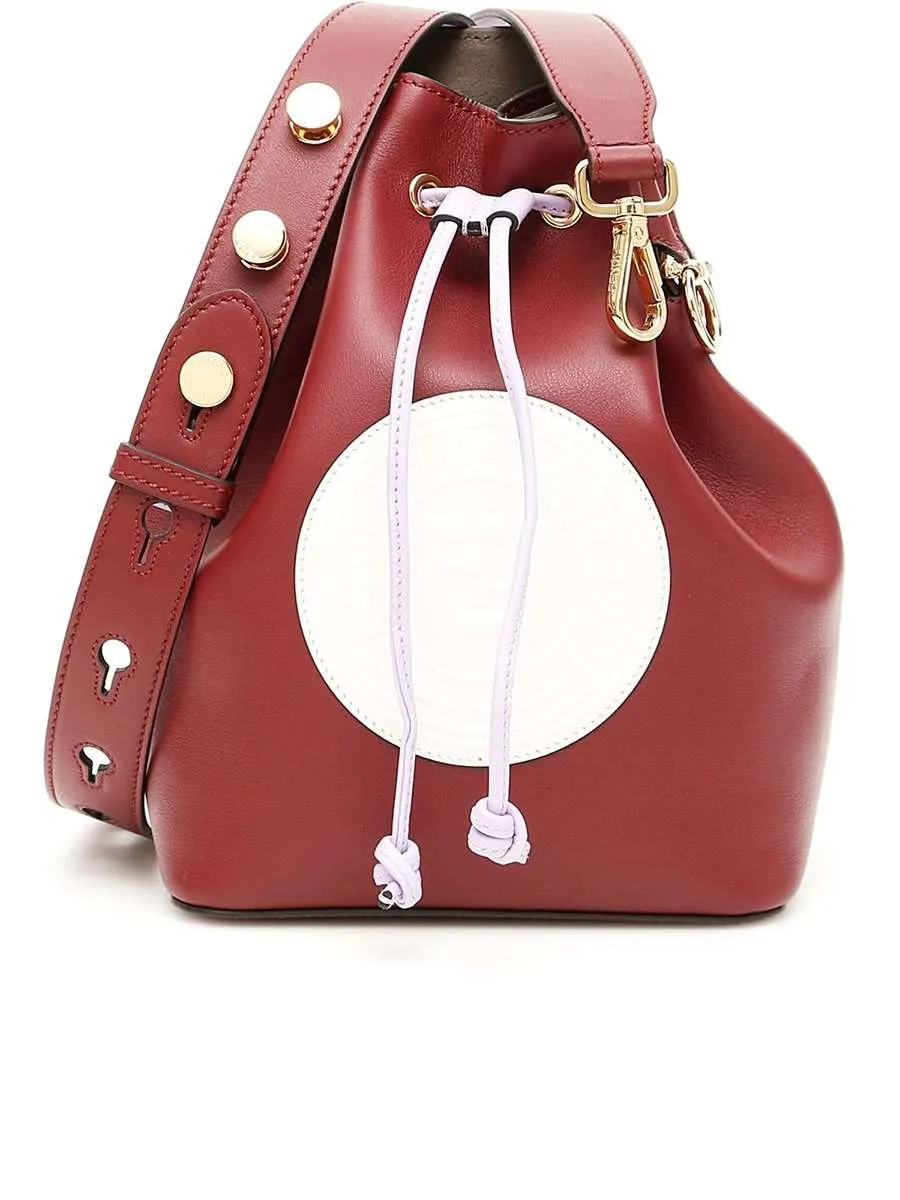 Mon Tresor White Stamp Barolo Wine Leather Bucket Bag