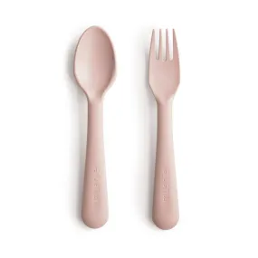 Mushie Kids New Born Fork  Spoon Blush