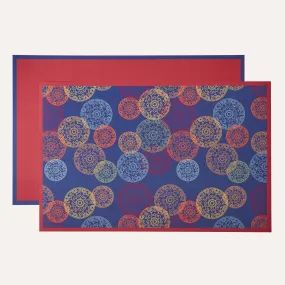 Navy Dharma Reversible Placemats, Set of 12