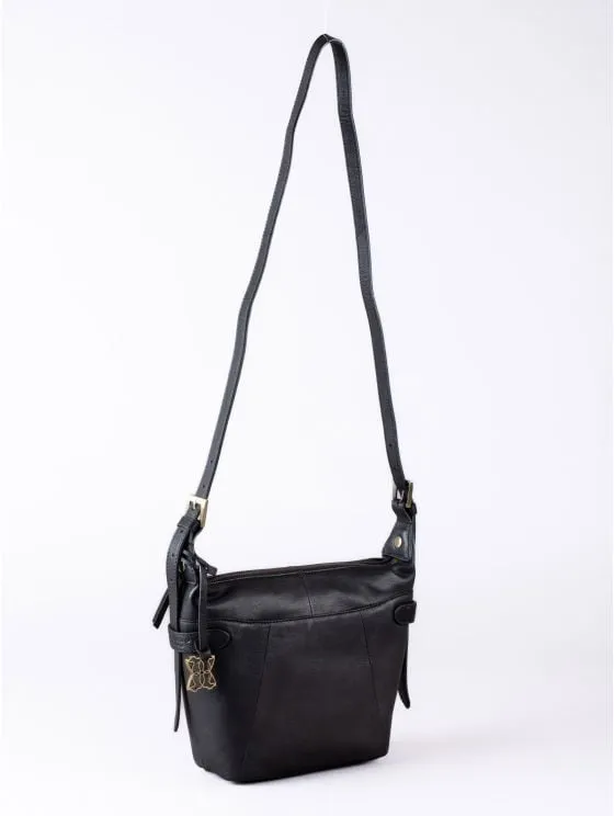 Newby Leather Cross Body Bag in Black