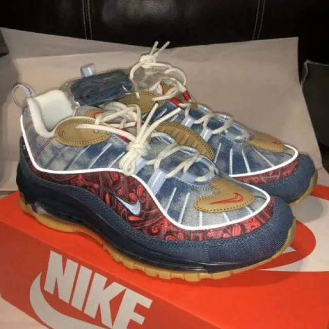 Nike air max 98 wild west armory blue/university red men's 7.5