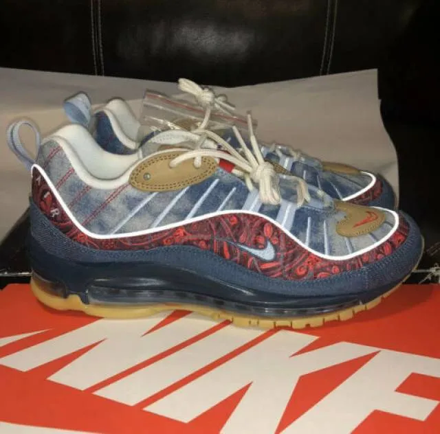 Nike air max 98 wild west armory blue/university red men's 7.5