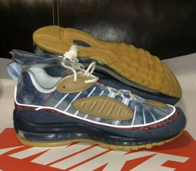 Nike air max 98 wild west armory blue/university red men's 7.5