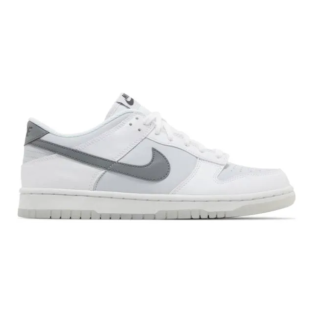 Nike dunk low gs (reflective swoosh/ white/ football grey/ pure platinum/ smoke grey) big kids 3.5y-