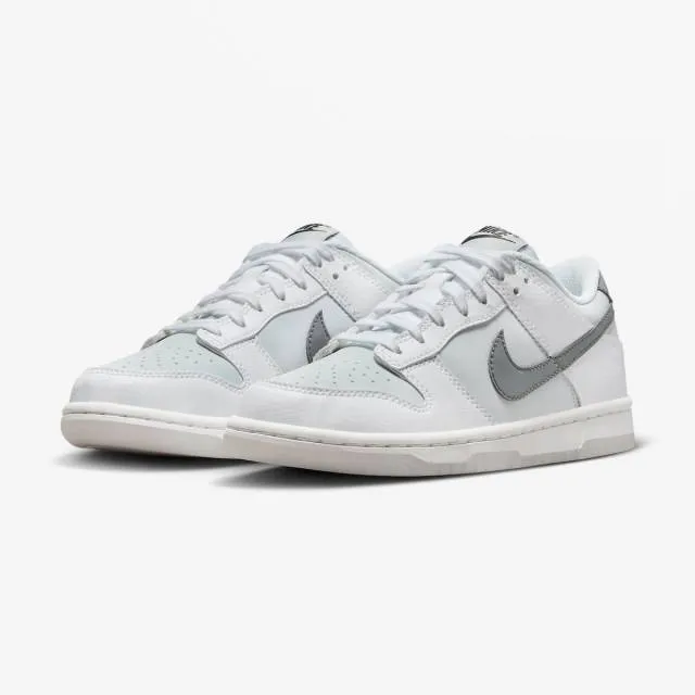 Nike dunk low gs (reflective swoosh/ white/ football grey/ pure platinum/ smoke grey) big kids 3.5y-