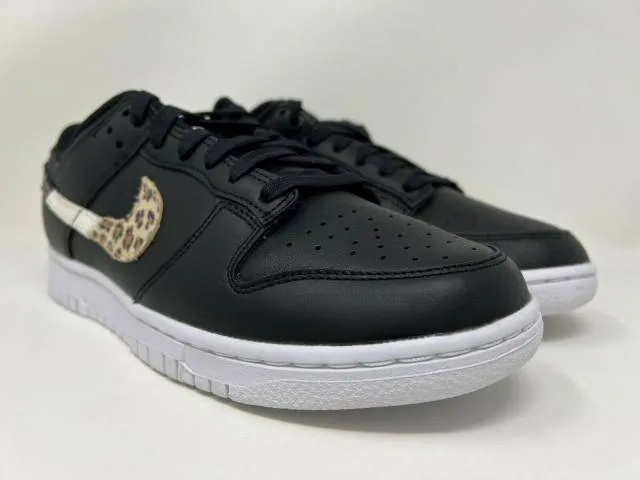 Nike w dunk low se primal black leopard animal swoosh women's size 8 dd7099-001