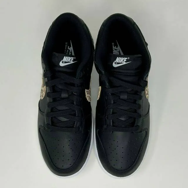 Nike w dunk low se primal black leopard animal swoosh women's size 8 dd7099-001