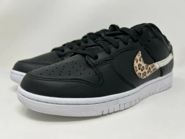 Nike w dunk low se primal black leopard animal swoosh women's size 8 dd7099-001