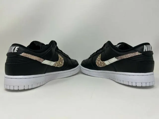 Nike w dunk low se primal black leopard animal swoosh women's size 8 dd7099-001