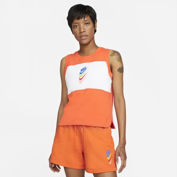 Nike - Women - Sleeveless DNA Sport Top - Rush Orange/White