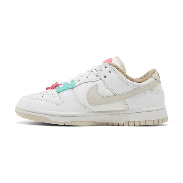 Nike women's dunk low (bling/ white/ string summit white/ khaki/ hyper pink) sizes 6-10 dx6060-121