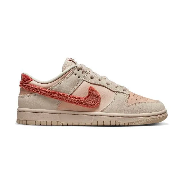 Nike women's dunk low (terry swoosh/ shimmer/ pink/ sanddrift/ pearl white/ mars stone red) sizes 6-