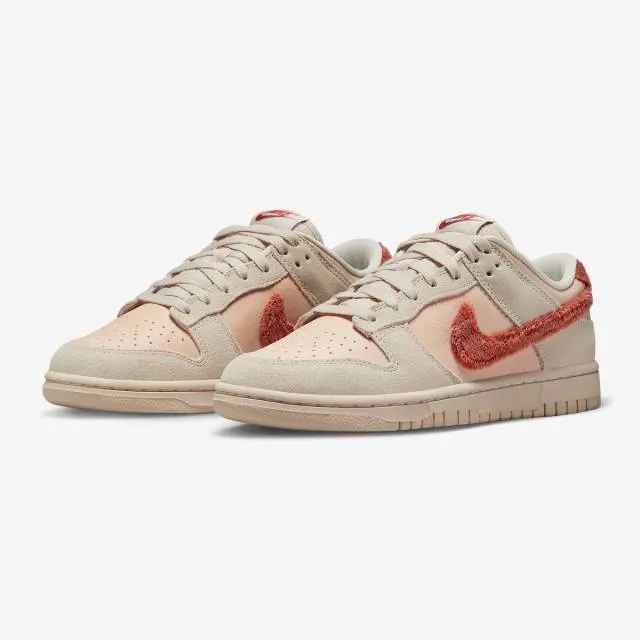 Nike women's dunk low (terry swoosh/ shimmer/ pink/ sanddrift/ pearl white/ mars stone red) sizes 6-