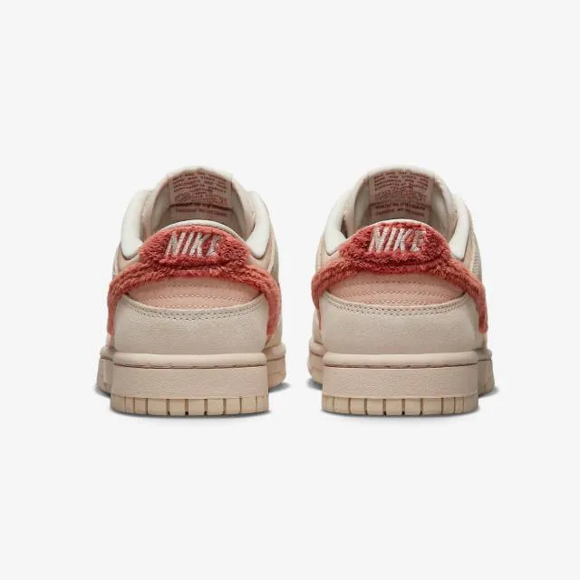 Nike women's dunk low (terry swoosh/ shimmer/ pink/ sanddrift/ pearl white/ mars stone red) sizes 6-