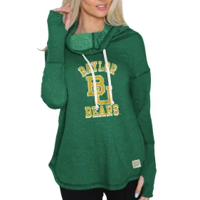 Original Retro Brand Baylor Bears Women's Green Funnel Neck Pullover Sweatshirt