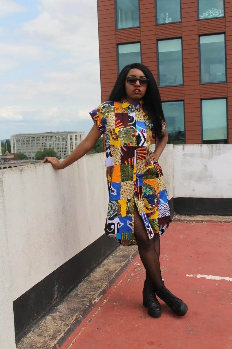 Patchwork Shirt Dress - Crazy Colourful Festival Dress