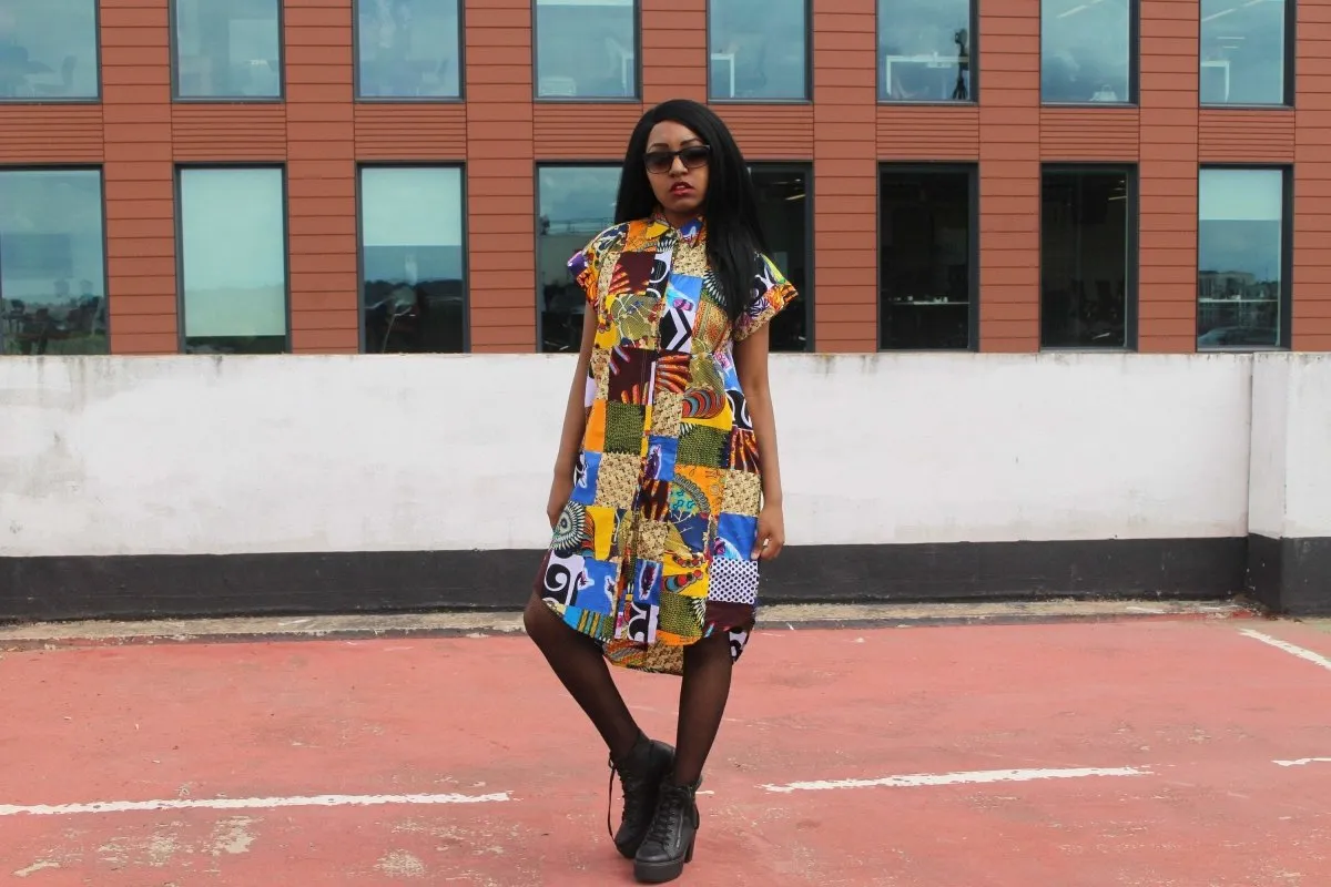 Patchwork Shirt Dress - Crazy Colourful Festival Dress