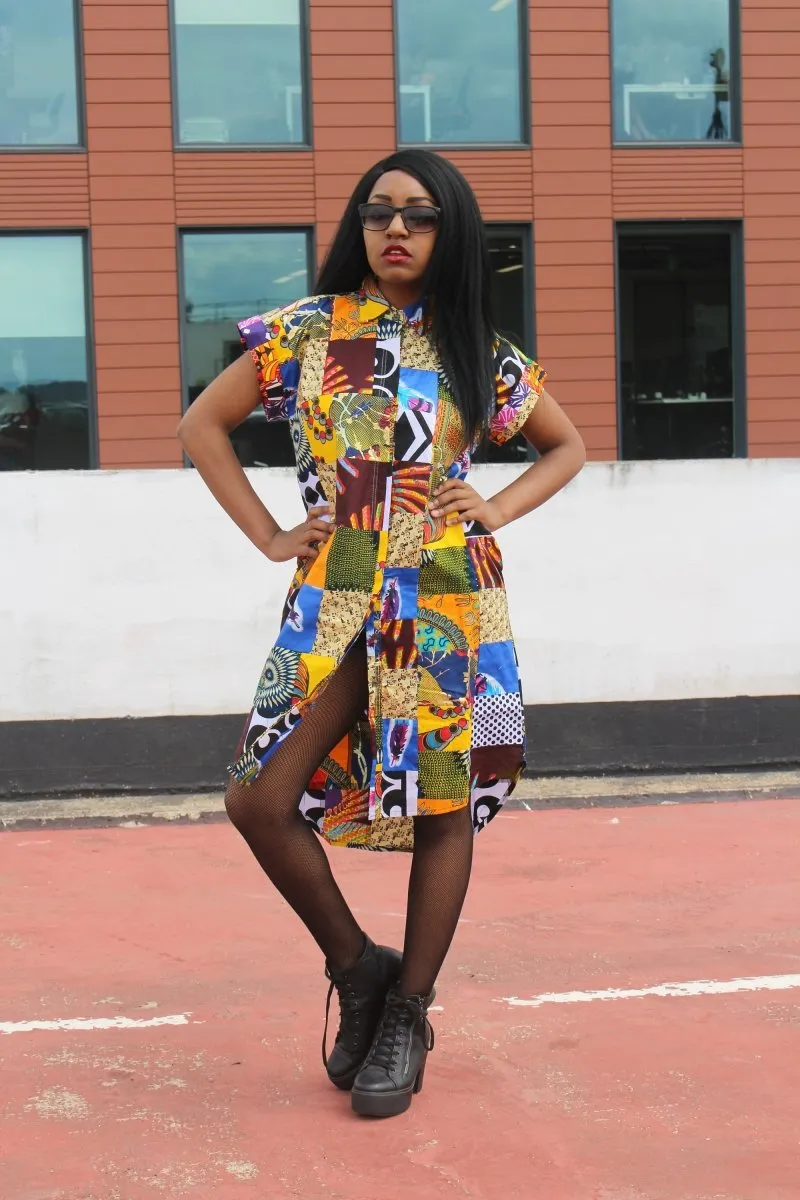 Patchwork Shirt Dress - Crazy Colourful Festival Dress