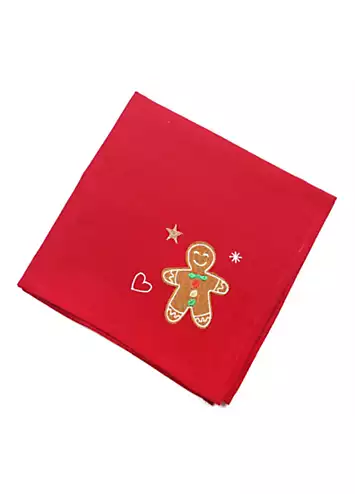 Peggy Wilkins Sugar Cookies Gingerbread Embroidered Set of 4 Napkins | Kaleidoscope